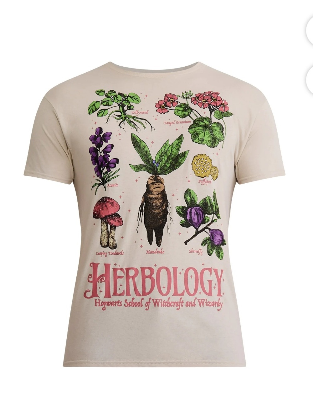 Harry Potter Herbology Graphic Tee  Botanical Short Sleeve Shirt S NEW
